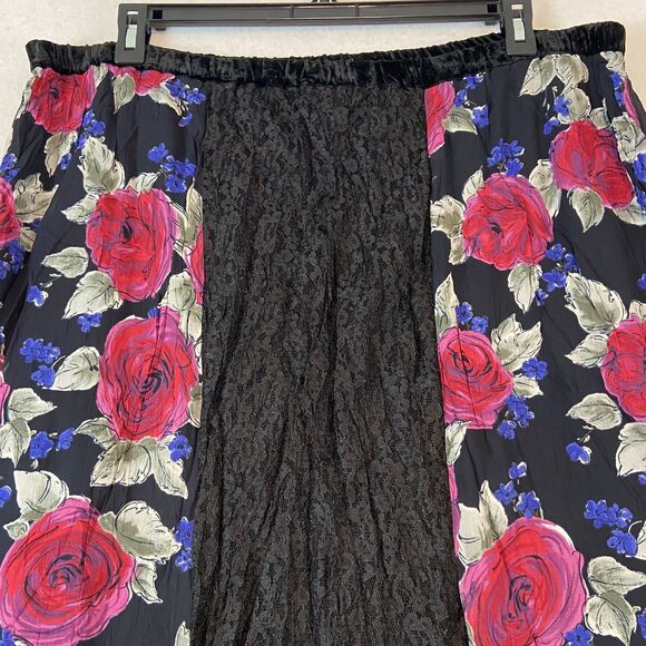Francesca Rose Midi Skirt 2X Floral Lace Whimsigoth Cottage Dark Romantic Boho - Picture 2 of 6